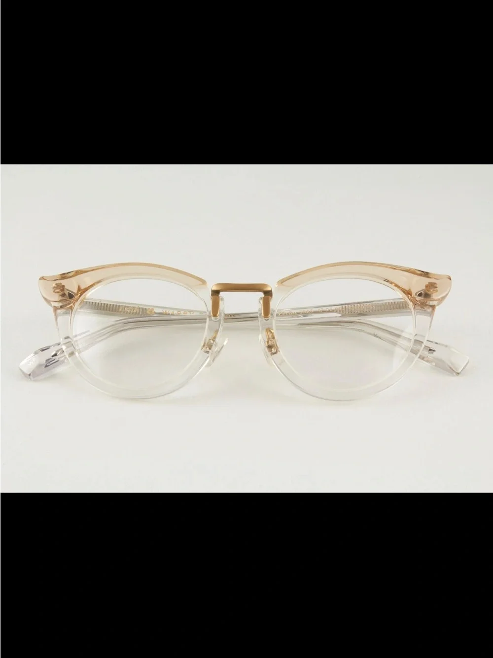 Warby Parker Zelda Leith 47mm Crystal Peach & Gold Rimless-Style Glasses RARE